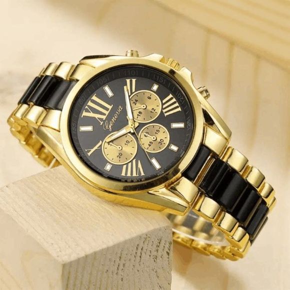 Citizen Men GOLD BLACK STAINLESS STEEL MEN\'S CHRONOGRAPH QUARTZ WATCH